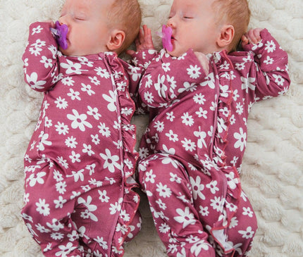 Onesie Bébé Fleurs Prune Bambou