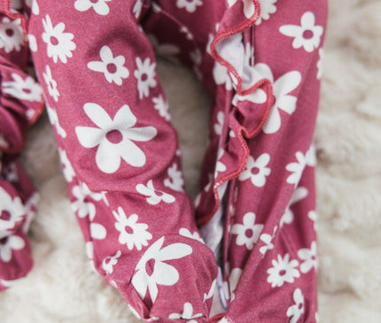 Onesie Bébé Fleurs Prune Bambou