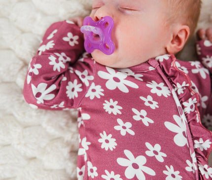 Onesie Bébé Fleurs Prune Bambou