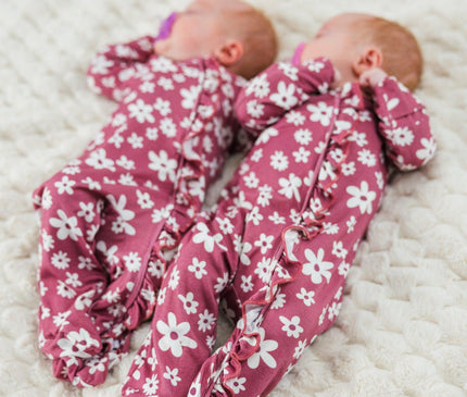 Onesie Bébé Fleurs Prune Bambou