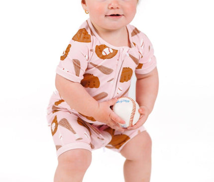 Onesie Bébé Bambou Baseball Rose