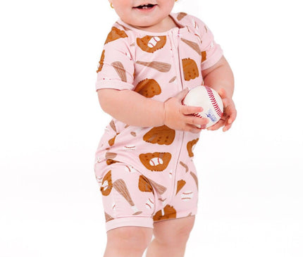 Onesie Bébé Bambou Baseball Rose