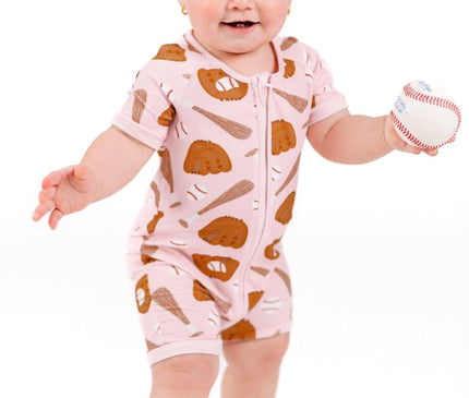 Onesie Bébé Bambou Baseball Rose