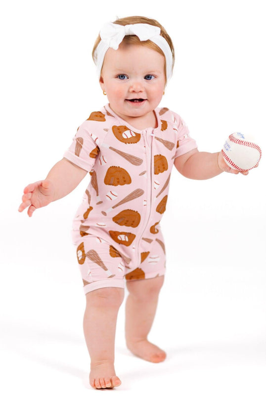 Onesie Bébé Bambou Baseball Rose