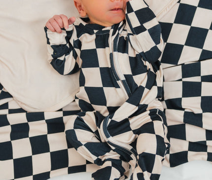 Onesie Bambou Noir et Tan à Carreaux Bambou