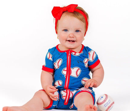 Onesie Bambou Bleu Baseball