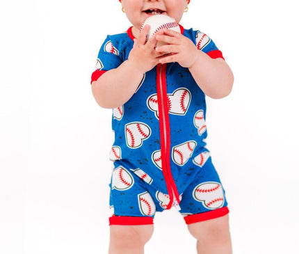 Onesie Bambou Bleu Baseball