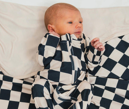 Onesie Bambou Noir et Tan à Carreaux Bambou