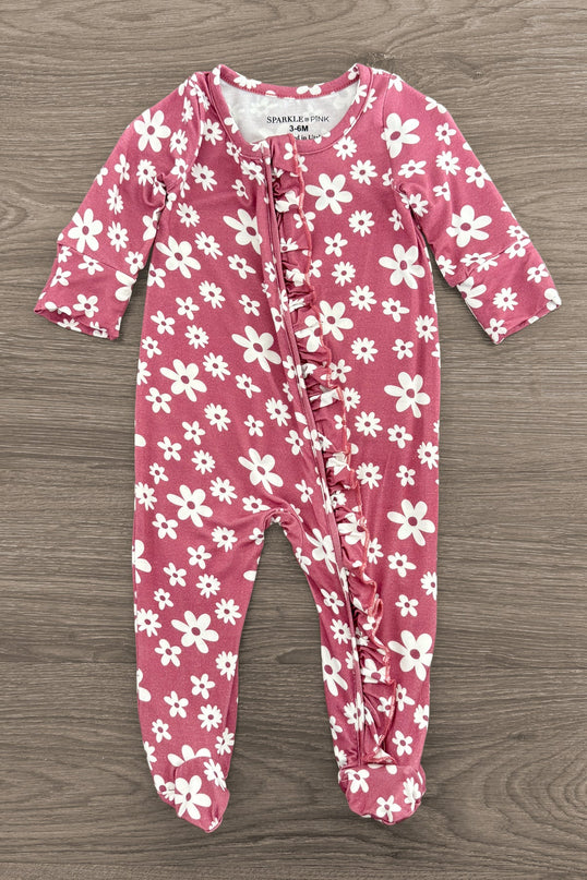 Onesie Bébé Fleurs Prune Bambou