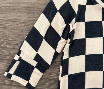 Onesie Bambou Noir et Tan à Carreaux Bambou