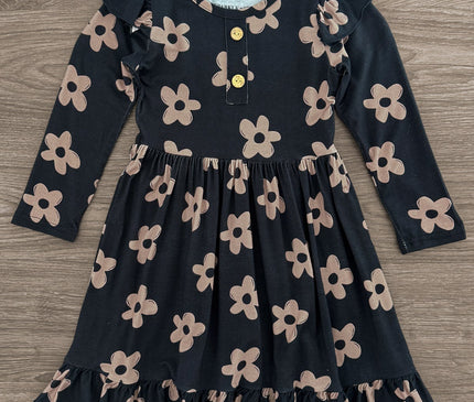 Robe Enfant Bambou Fleurs Noires