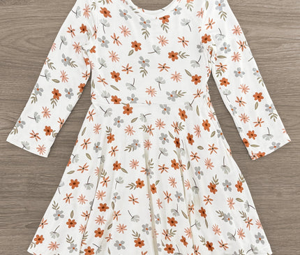 Robe Fleurs Crème Manches Longues Bambou