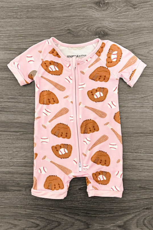 Onesie Bébé Bambou Baseball Rose