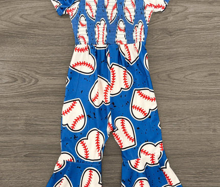 Jumpsuit Fille Cœur Baseball Bleu