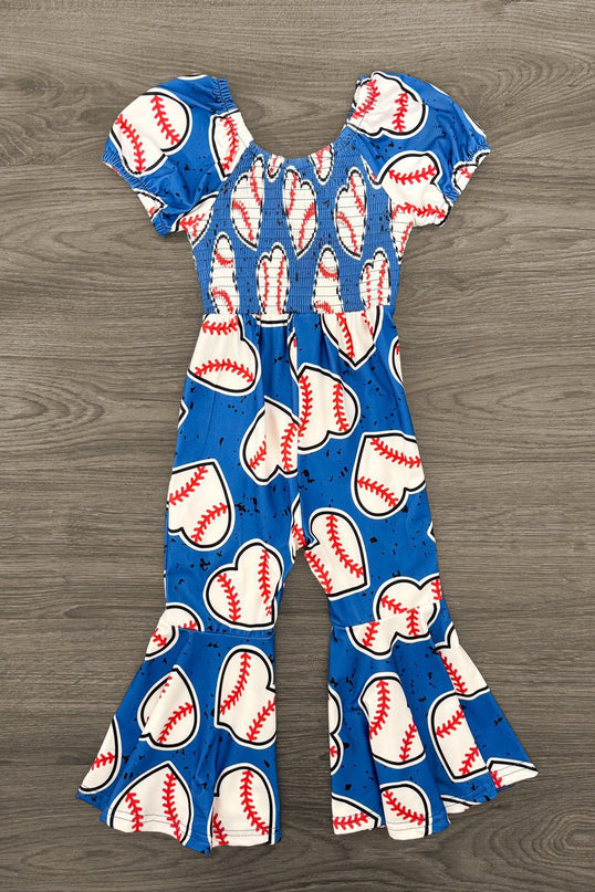 Jumpsuit Fille Cœur Baseball Bleu
