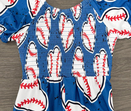Jumpsuit Fille Cœur Baseball Bleu
